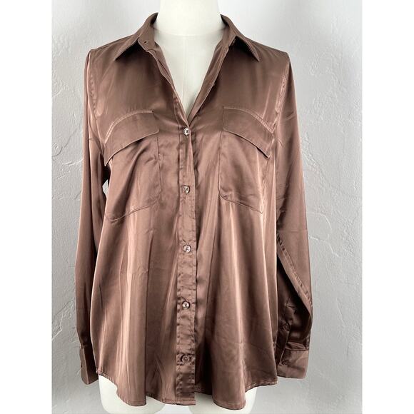 EQUIPMENT Button-up Blouse in Brown Mocha (Womens: Small) - Picture 1 of 12